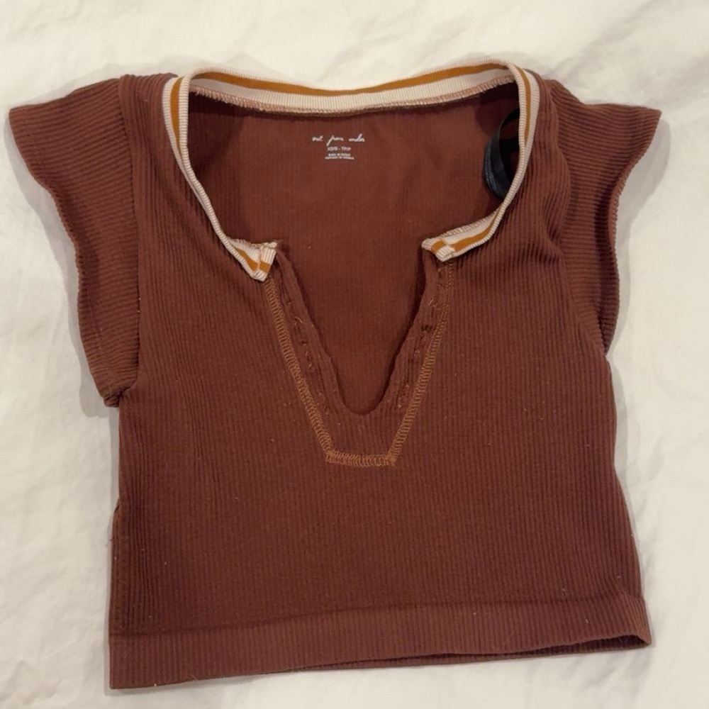 Out From Under Brown and White Top